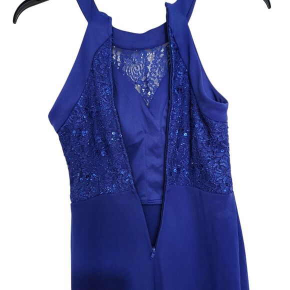 Speechless Maxi Dress Size 3 Blue Royal Color Sleeveless Sequins Open Leg - Picture 7 of 15